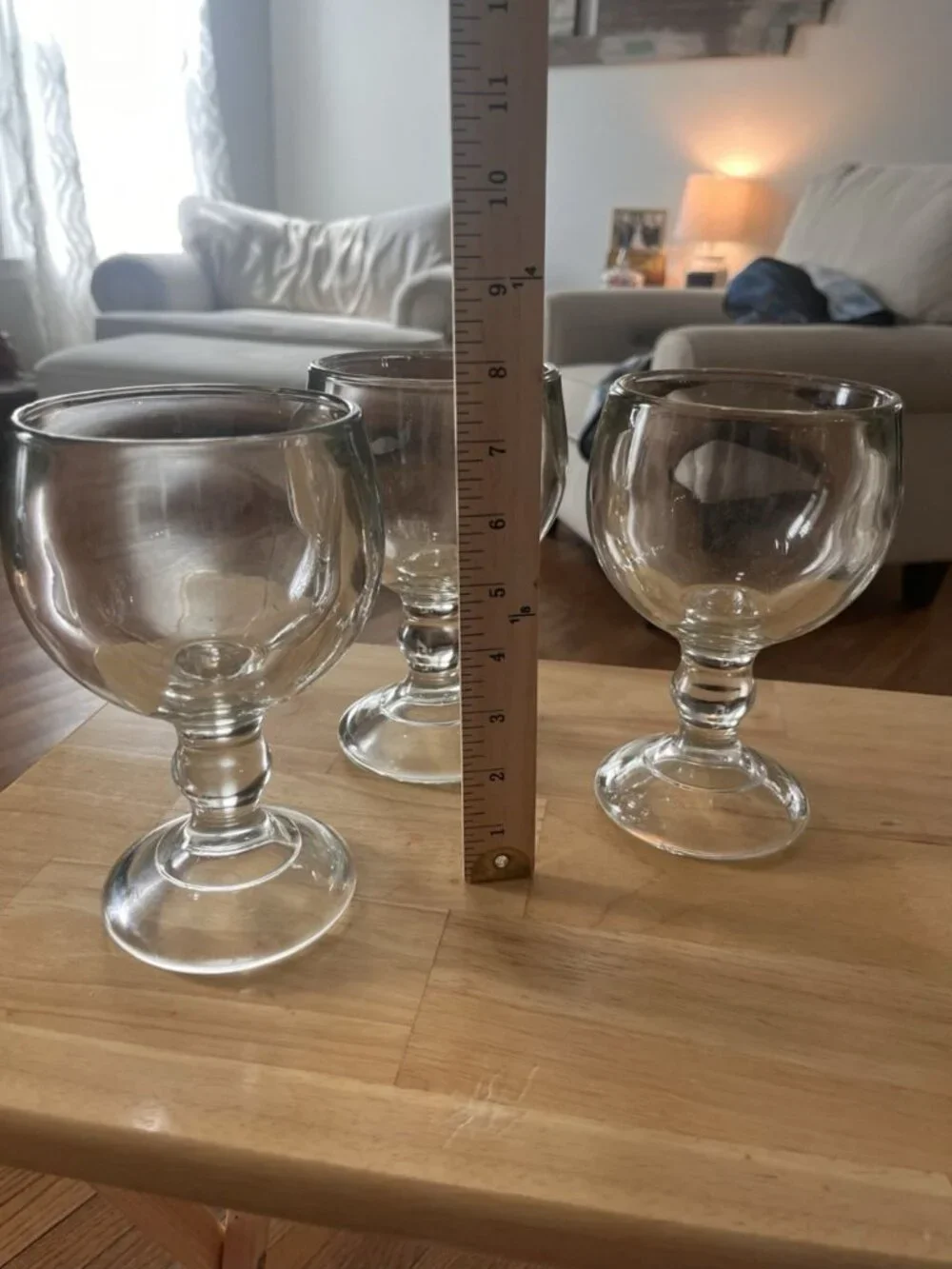 Vintage Hand Blown Mexican Recycled Bubble Glass Wine Goblets Set of 3 Heavy